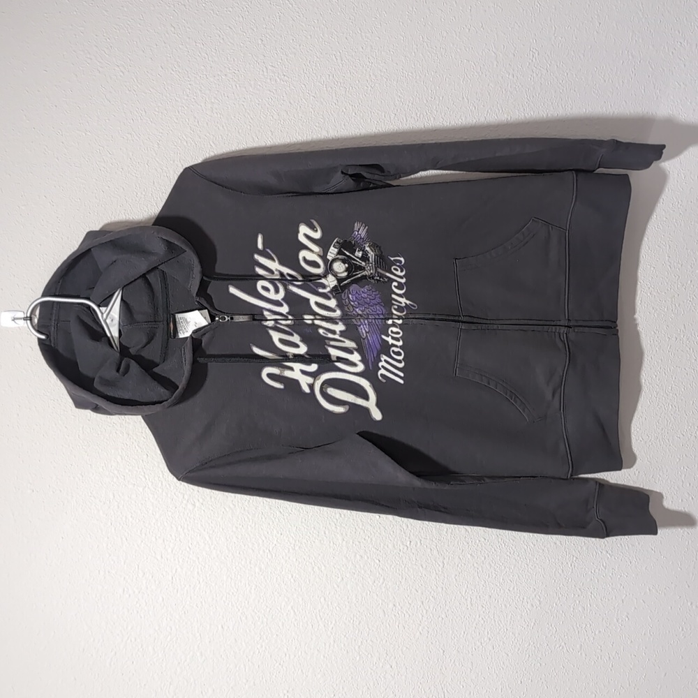 Amazing graphics vintage Women's Harley Davidson zip up hoodie Size M